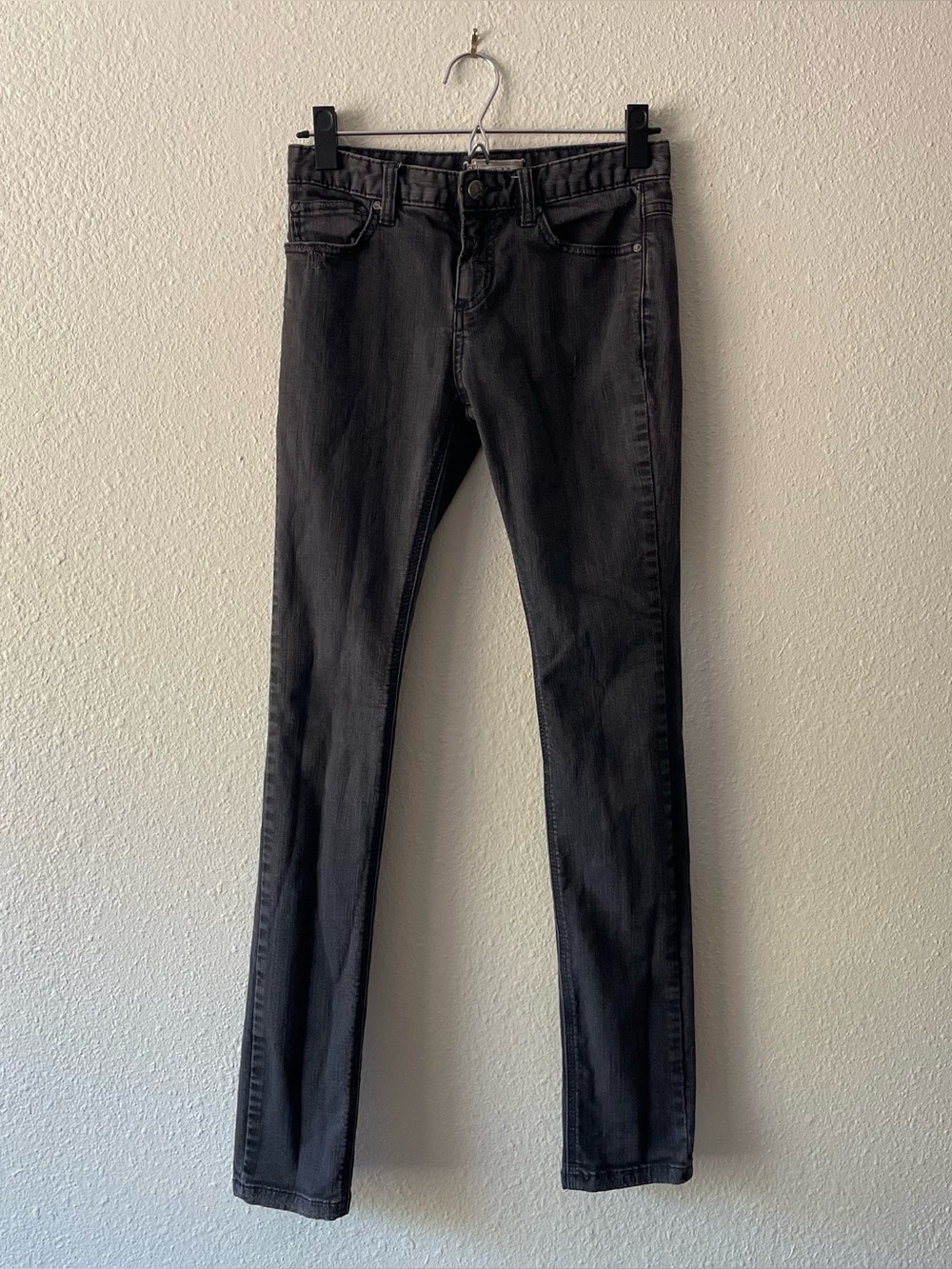 Free People Jeans Womens 25 Black Distressed Skinny Low Rise Stretch 30” Inseam